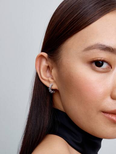 Sparkling Hearts Open Hoop Earrings