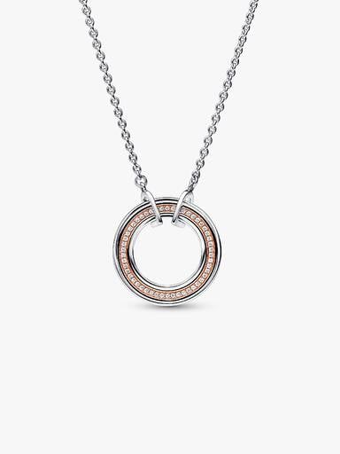 Pandora Signature Two tone Logo & Pavé Necklace