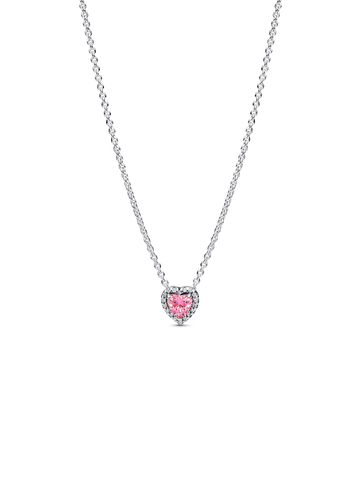 Pink Elevated Heart Necklace | スターリングシルバー | パンドラ'
