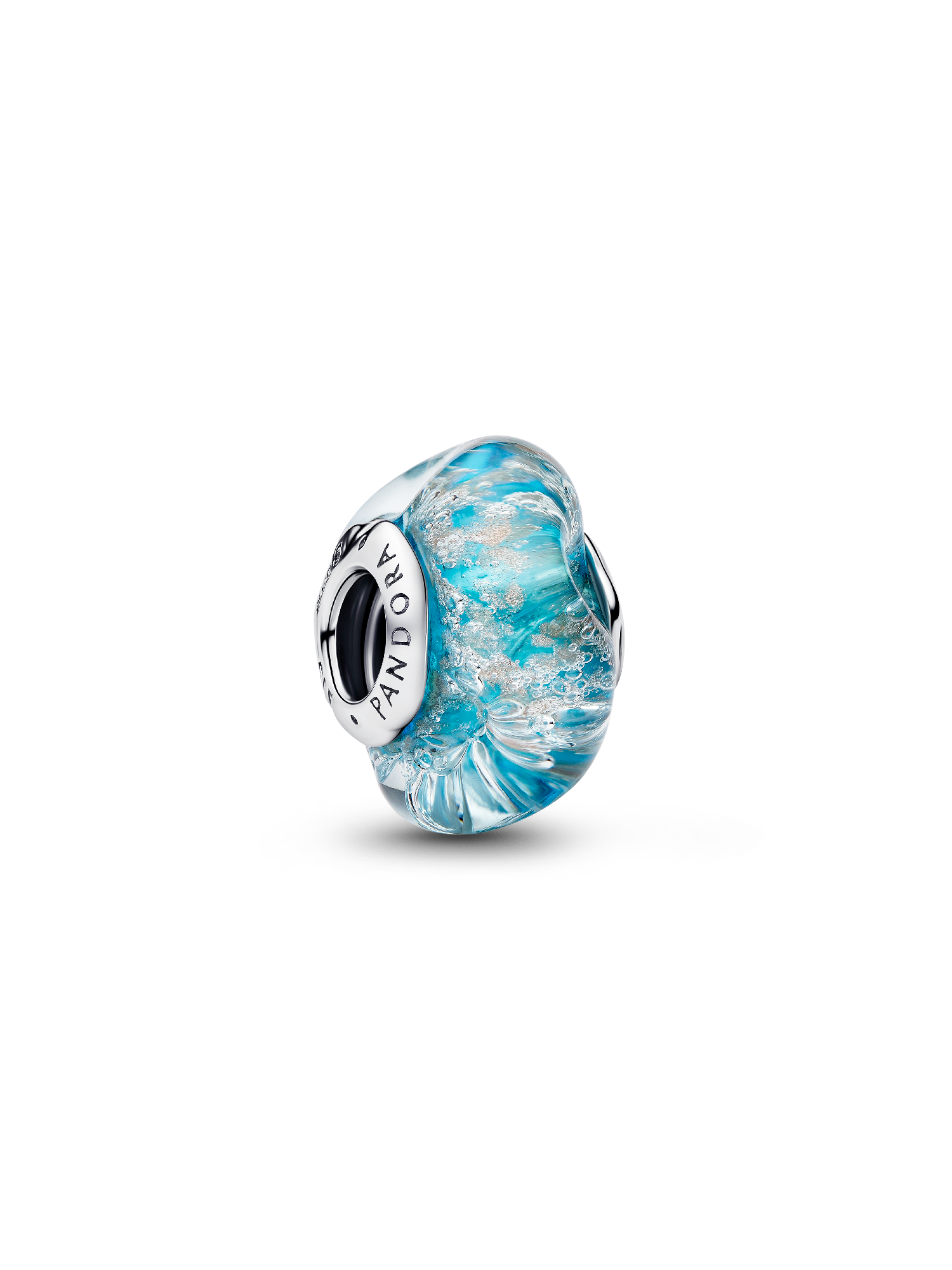 Turquoise Murano Glass & Glitter Charm | スターリングシルバー