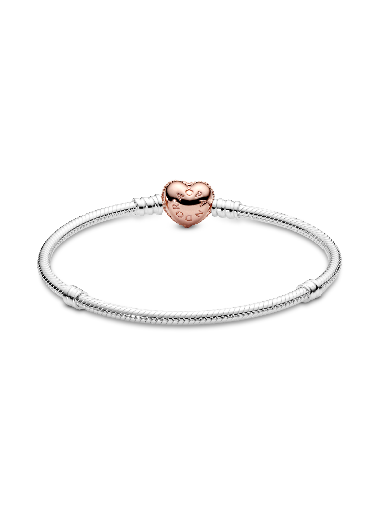 Pavé Heart Clasp Snake Chain Bracelet | ツートーン | パンドラ'