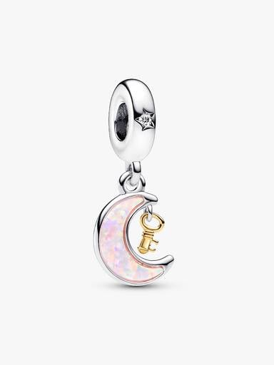 Two-tone Key & Moon Dangle Charm