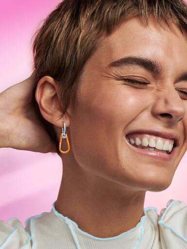 Pandora ME Bright Orange Hoop Link Earring