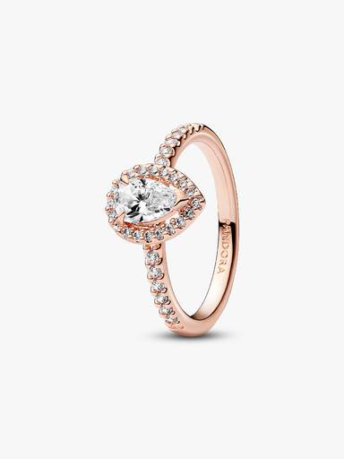 Sparkling Pear Halo Ring