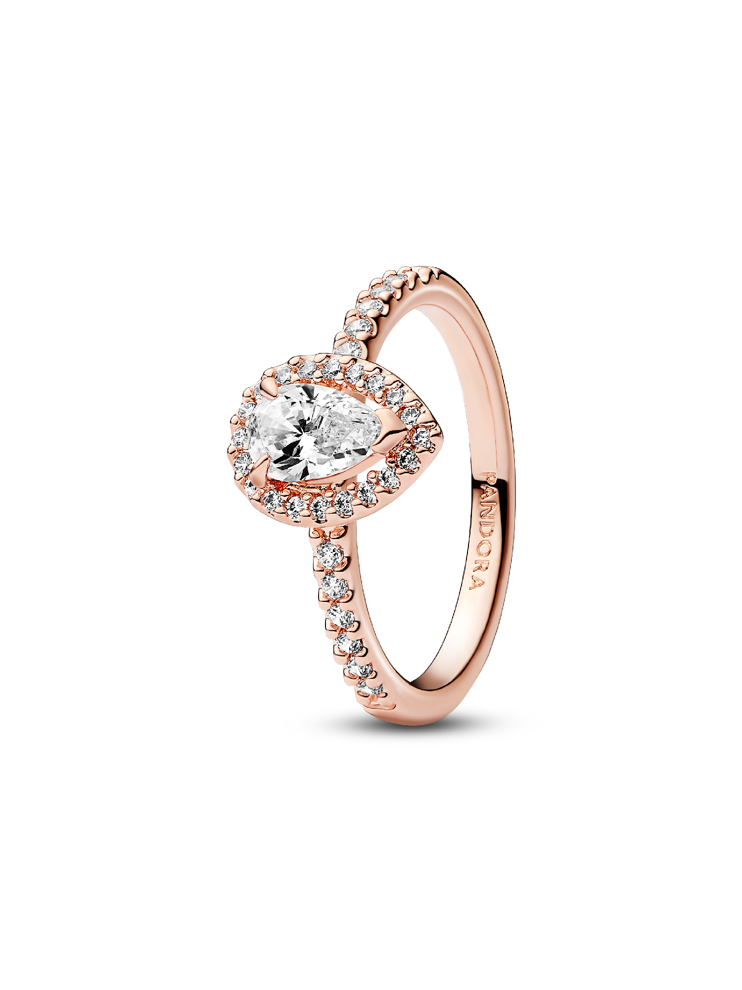Sparkling Pear Halo Ring | ローズゴールドプレーティング | パンドラ'