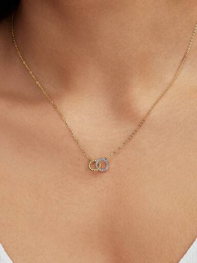 Beads & Pavé Interlocking Circles Necklace