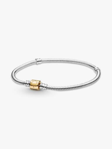 Pandora Moments Two-tone Barrel Clasp Snake Chain Bracelet