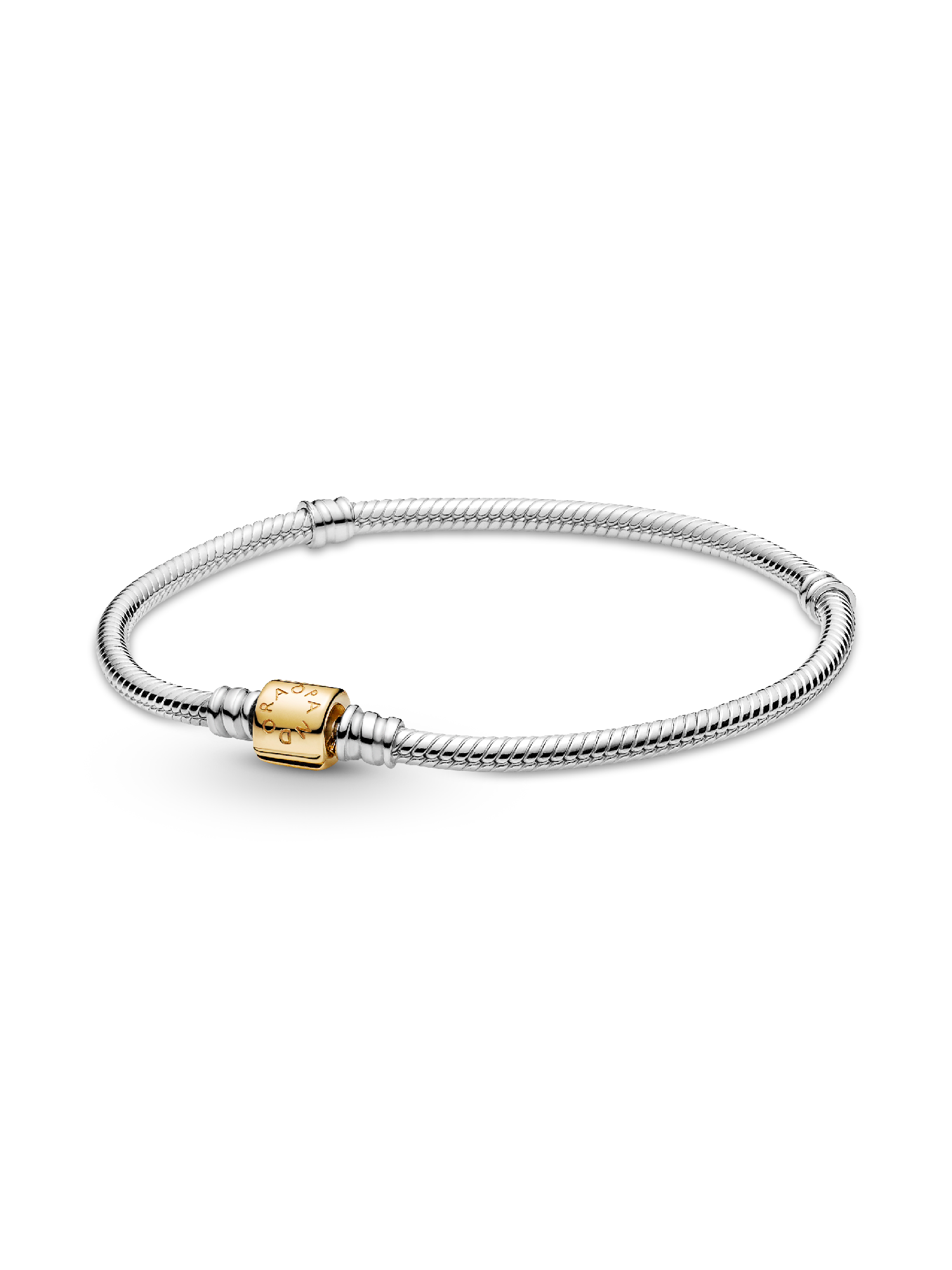 Pandora Moments Two-tone Barrel Clasp Snake Chain Bracelet