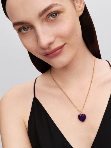 Purple Puffy Heart Dangle Charm