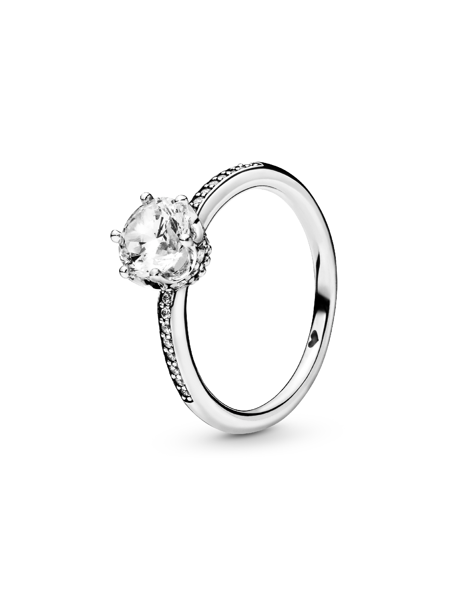 Clear Sparkling Crown Solitaire Ring | スターリングシルバー