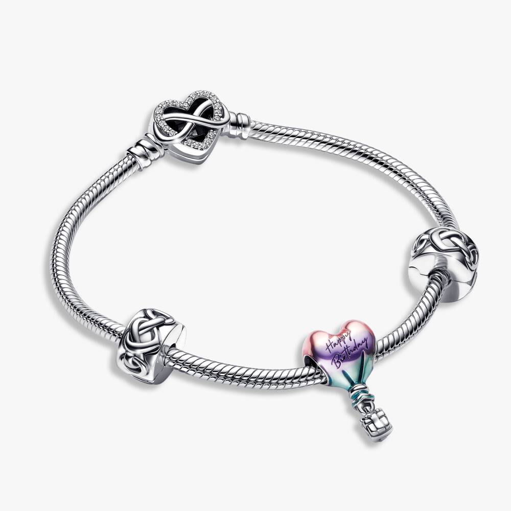 Happy Birthday Hot Air Balloon Charm & Bracelet Set