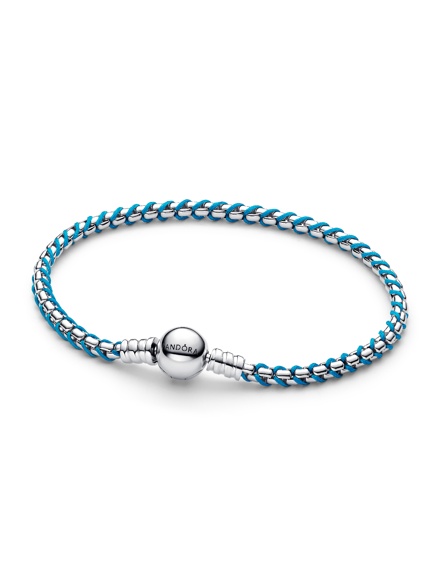 Blue Cord Box Chain Bracelet | スターリングシルバー | パンドラ'