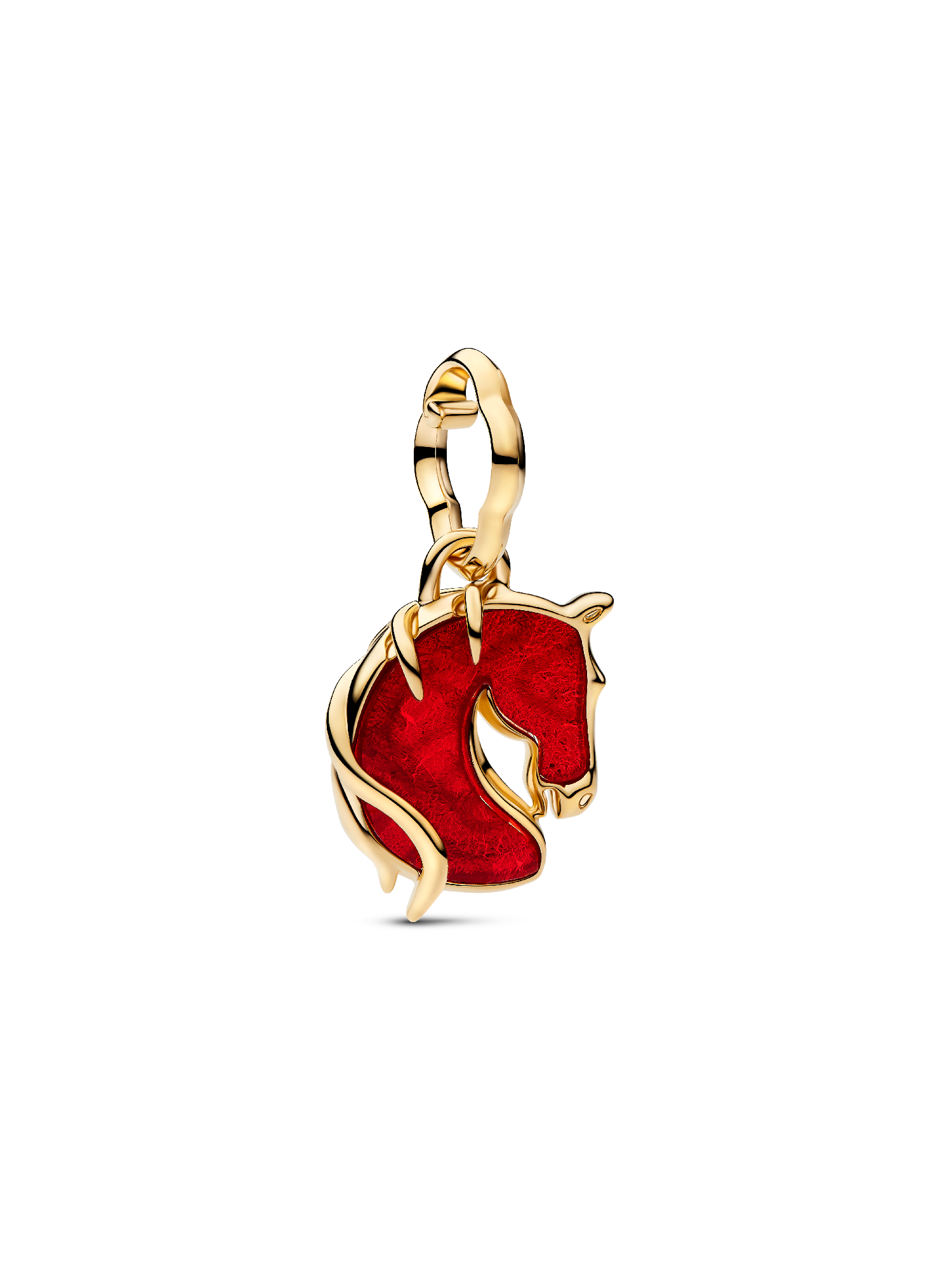 Red Fire Horse Murano Glass Dangle Charm | ゴールドプレーティング
