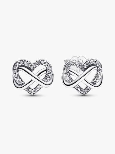 Sparkling Infinity Heart Stud Earrings