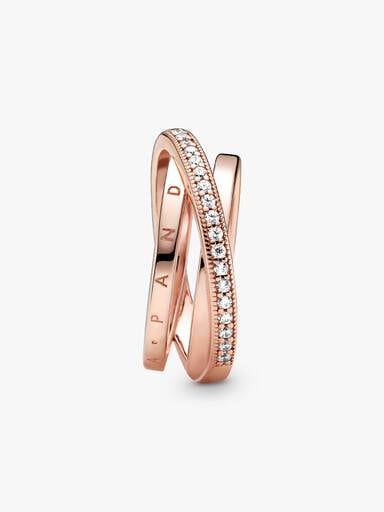 Crossover Pavé Triple Band Ring