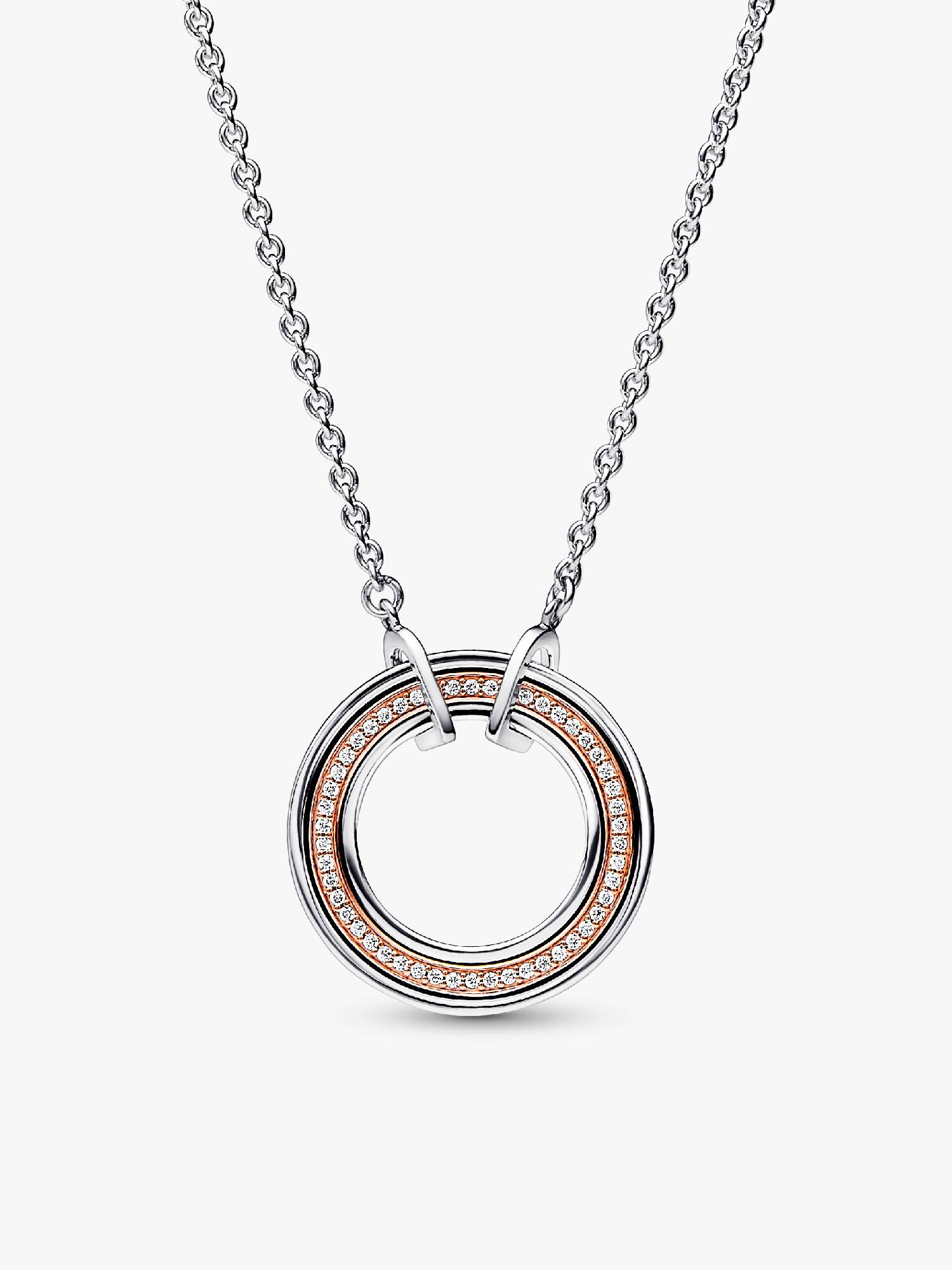 Pandora Signature Two tone Logo & Pavé Necklace