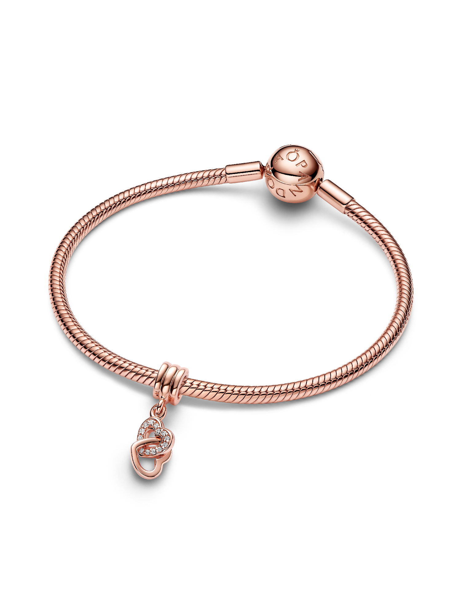 Interlocking Hearts Dangle Charm | ローズゴールドプレーティング