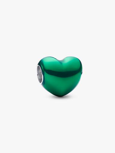 Metallic Green Heart Charm