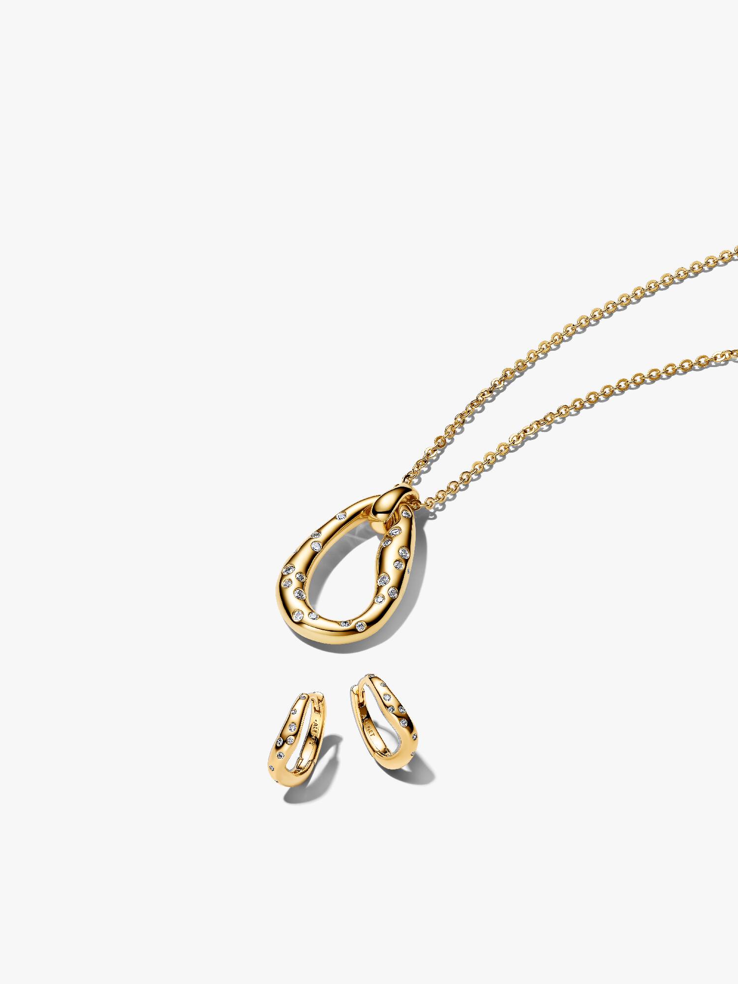 Organically Shaped Stone-Set Necklace & Earrings Set