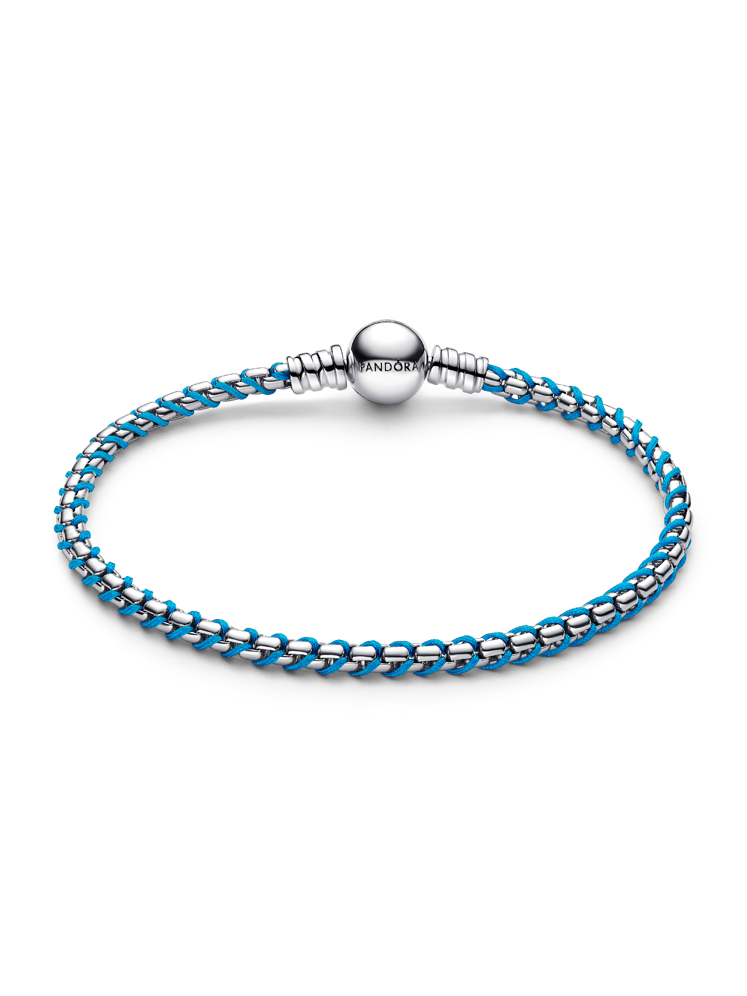 Blue Cord Box Chain Bracelet | スターリングシルバー | パンドラ'