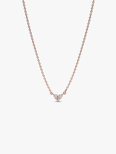Triple Stone Heart Collier Necklace