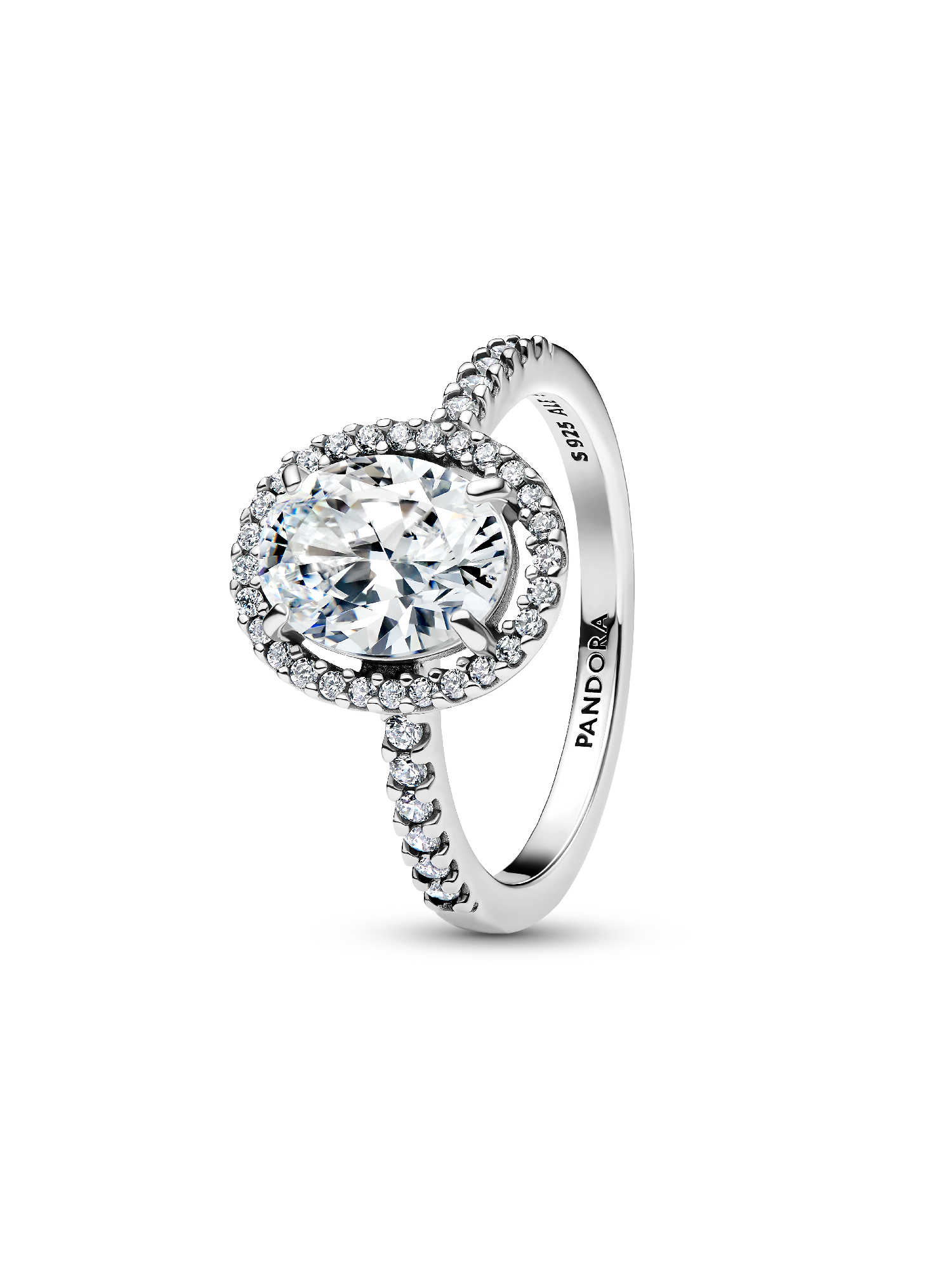 Oval Sparkling Halo Statement Ring