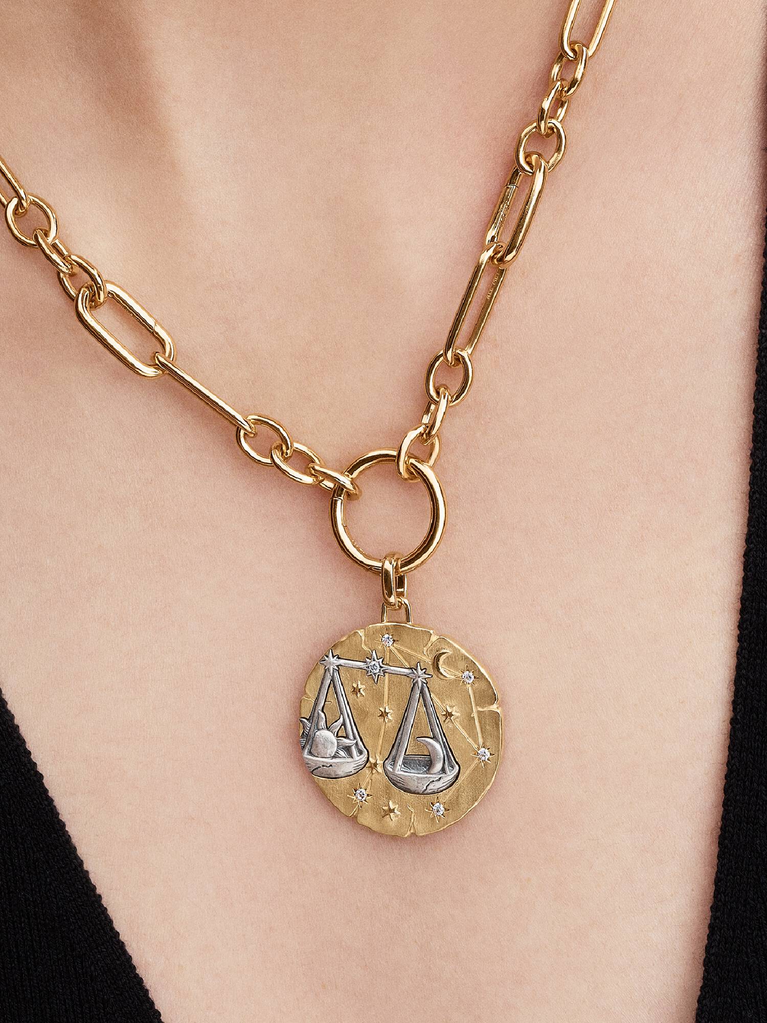 Libra Zodiac Oversized Medallion Charm