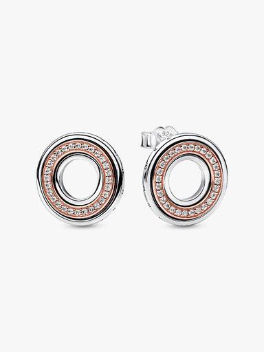 Pandora Signature Two tone Logo & Pavé Stud Earrings