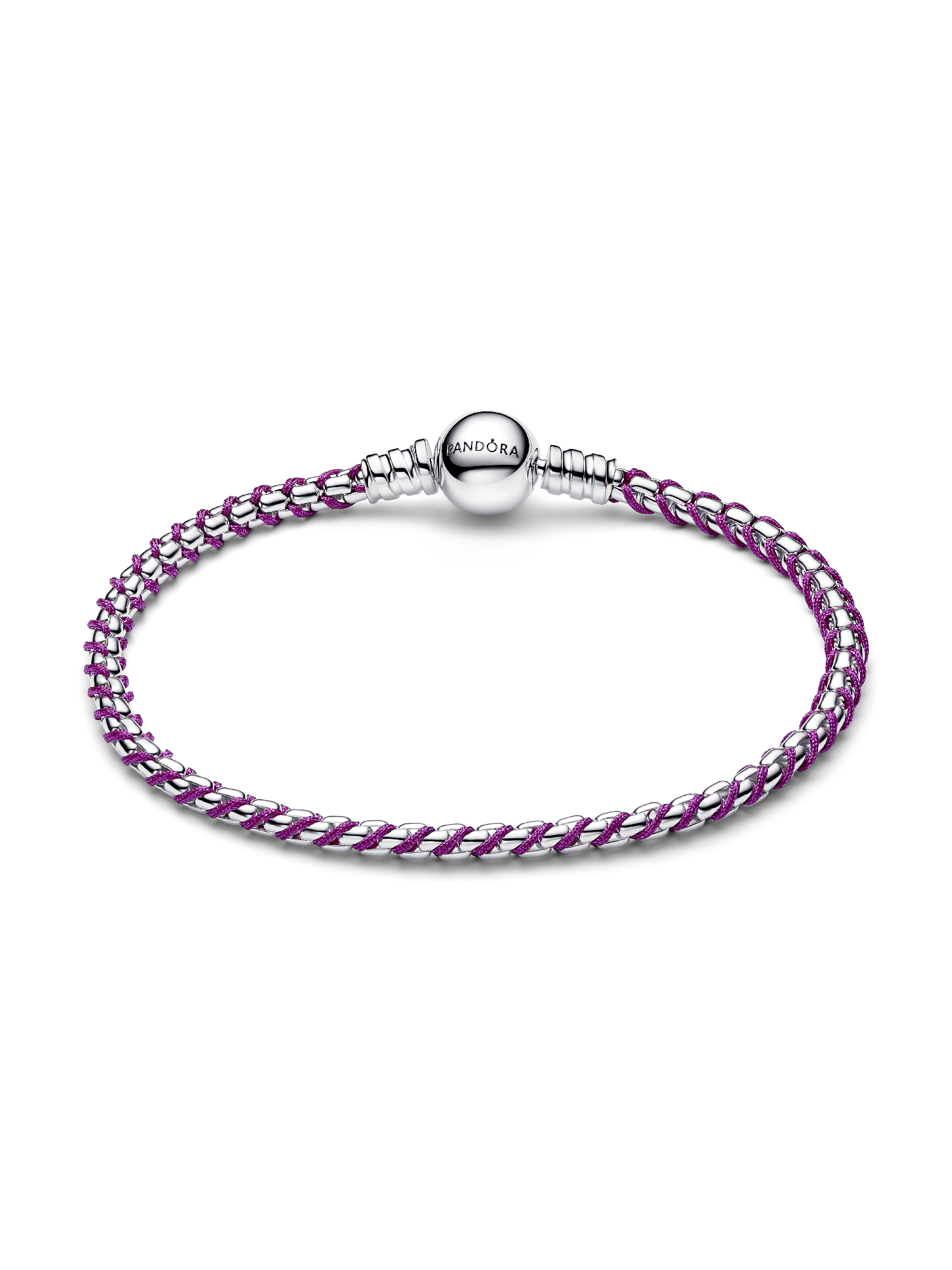 Purple Cord Box Chain Bracelet | スターリングシルバー | パンドラ'