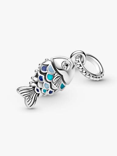 Blue Scaled Fish Dangle Charm