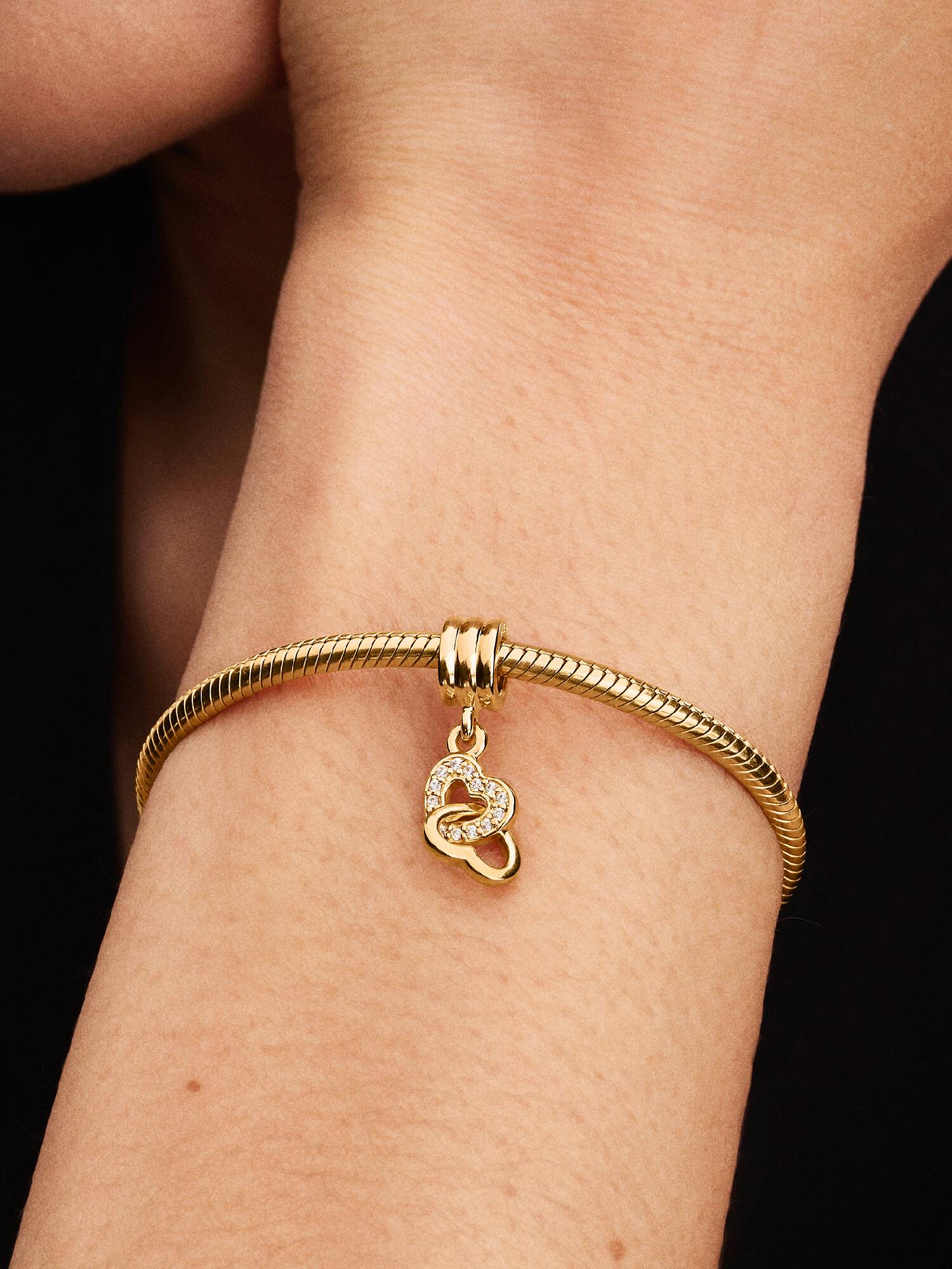 Interlocking Hearts Dangle Charm