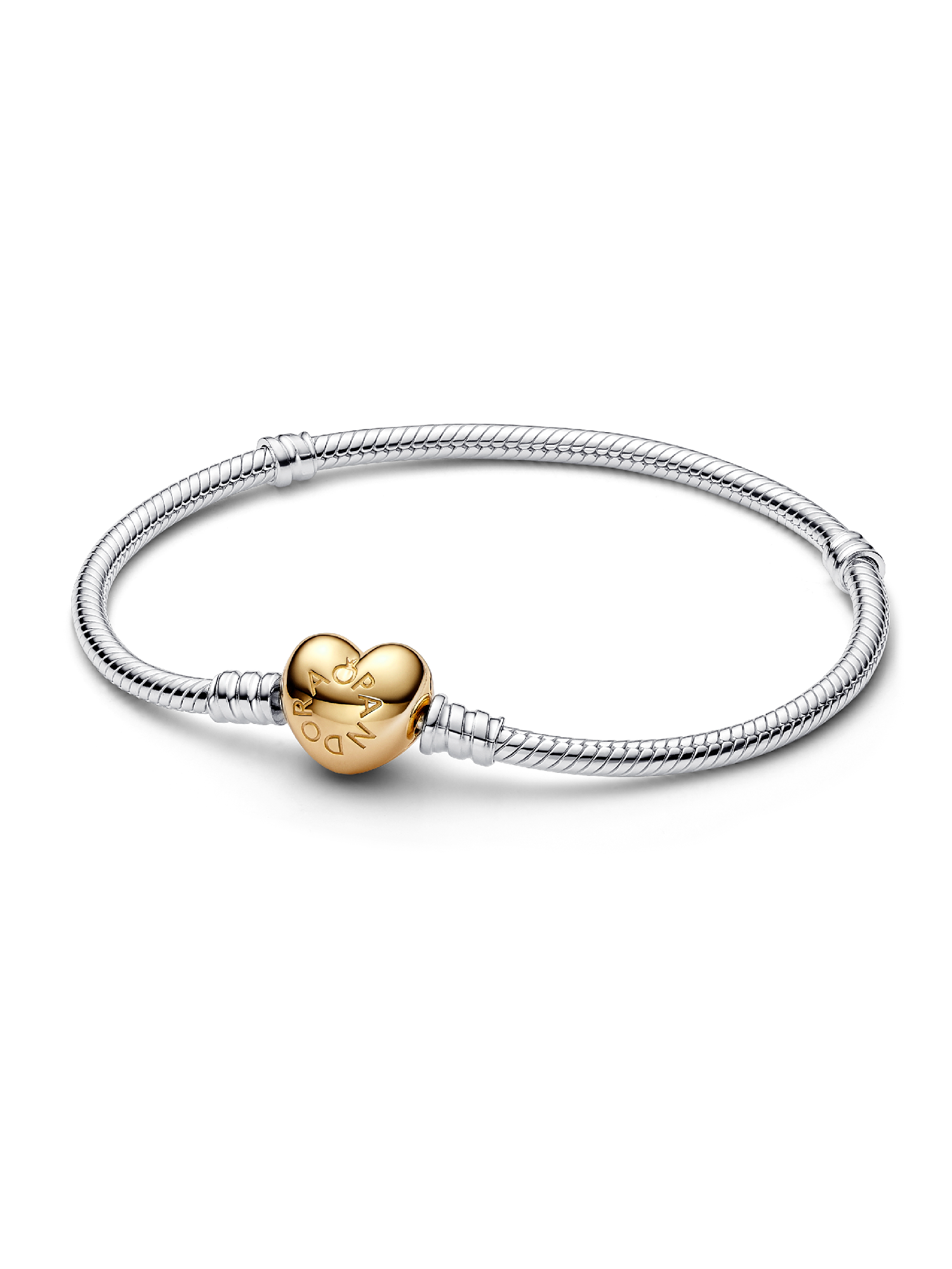 Heart Clasp Snake Chain Bracelet | ツートーン | パンドラ'