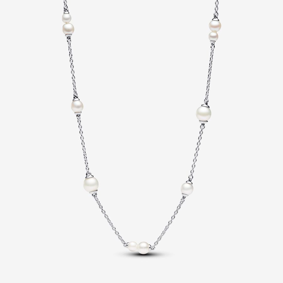 Treated Freshwater Cultured Pearl Station Chain Necklace image number 0