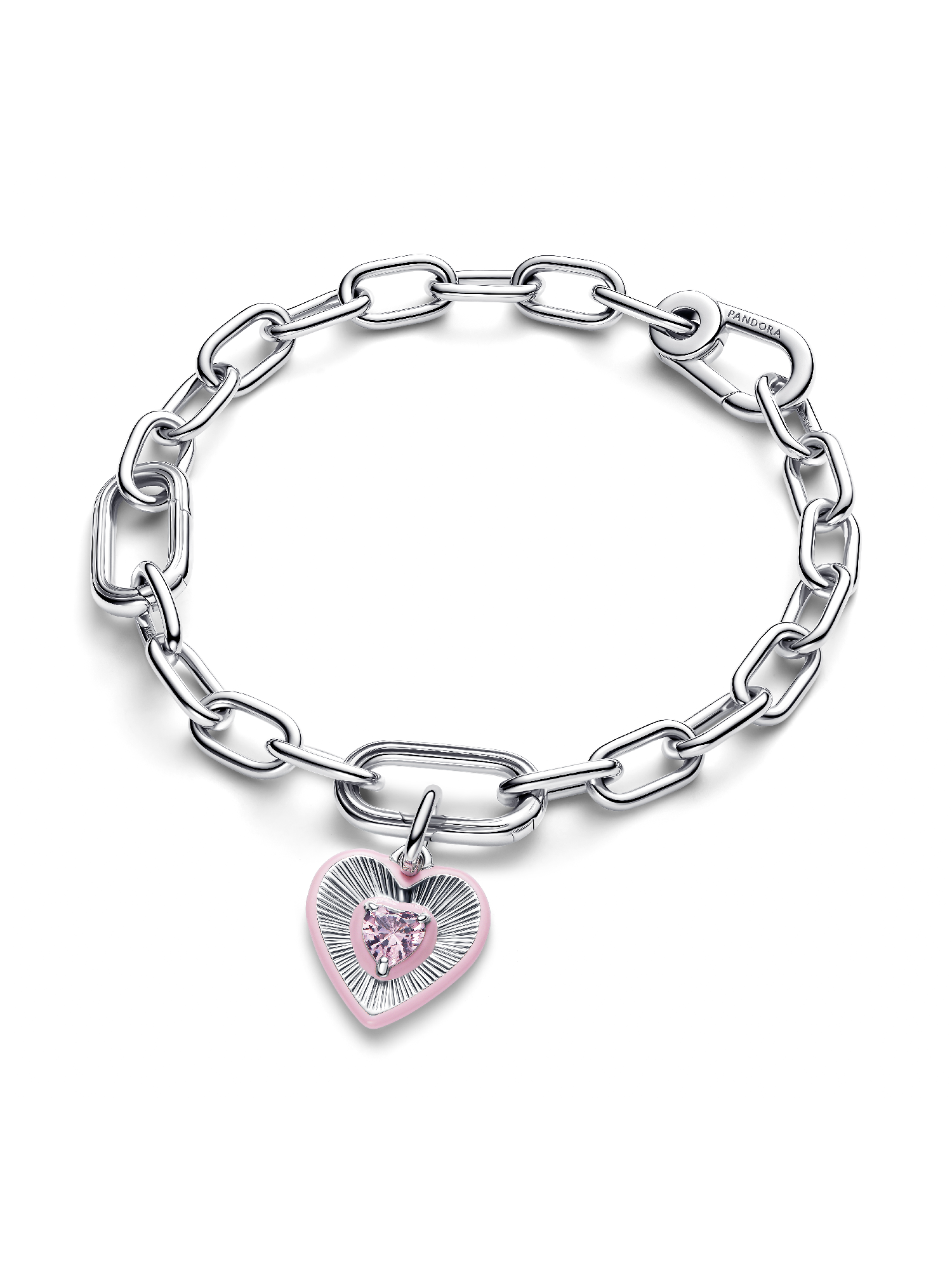 Radiating Pink Heart Medallion Charm | スターリングシルバー