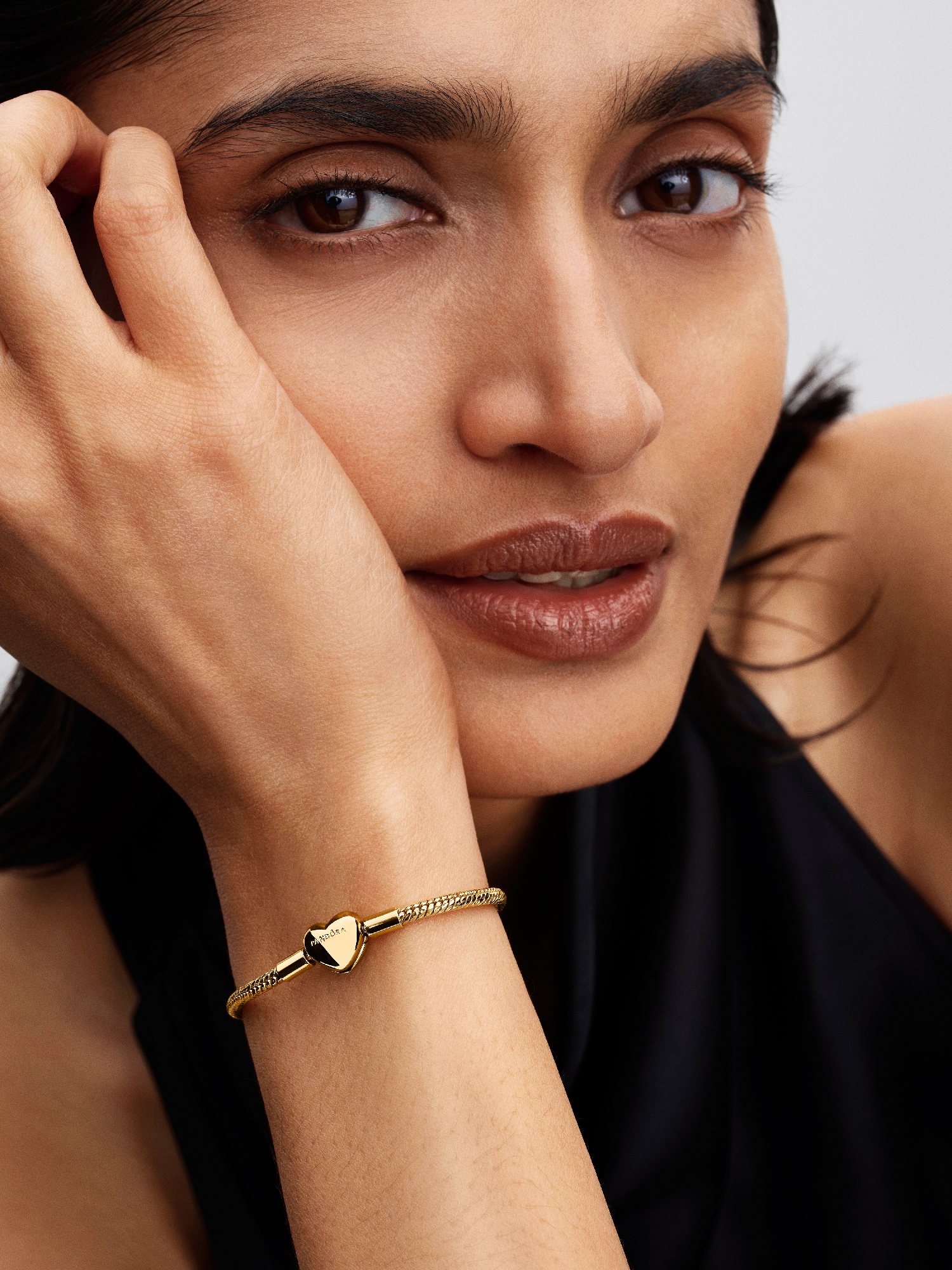 Heart Clasp Faceted Snake Chain Bracelet | ゴールドプレーティング