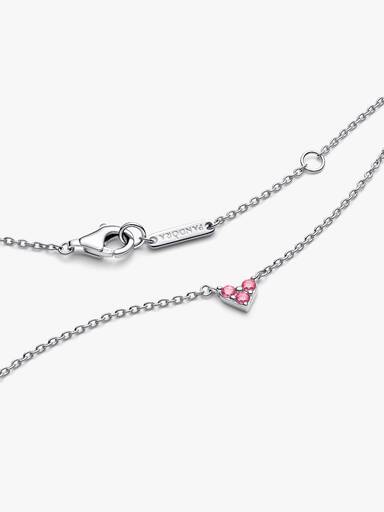Triple Stone Pink Heart Collier Necklace