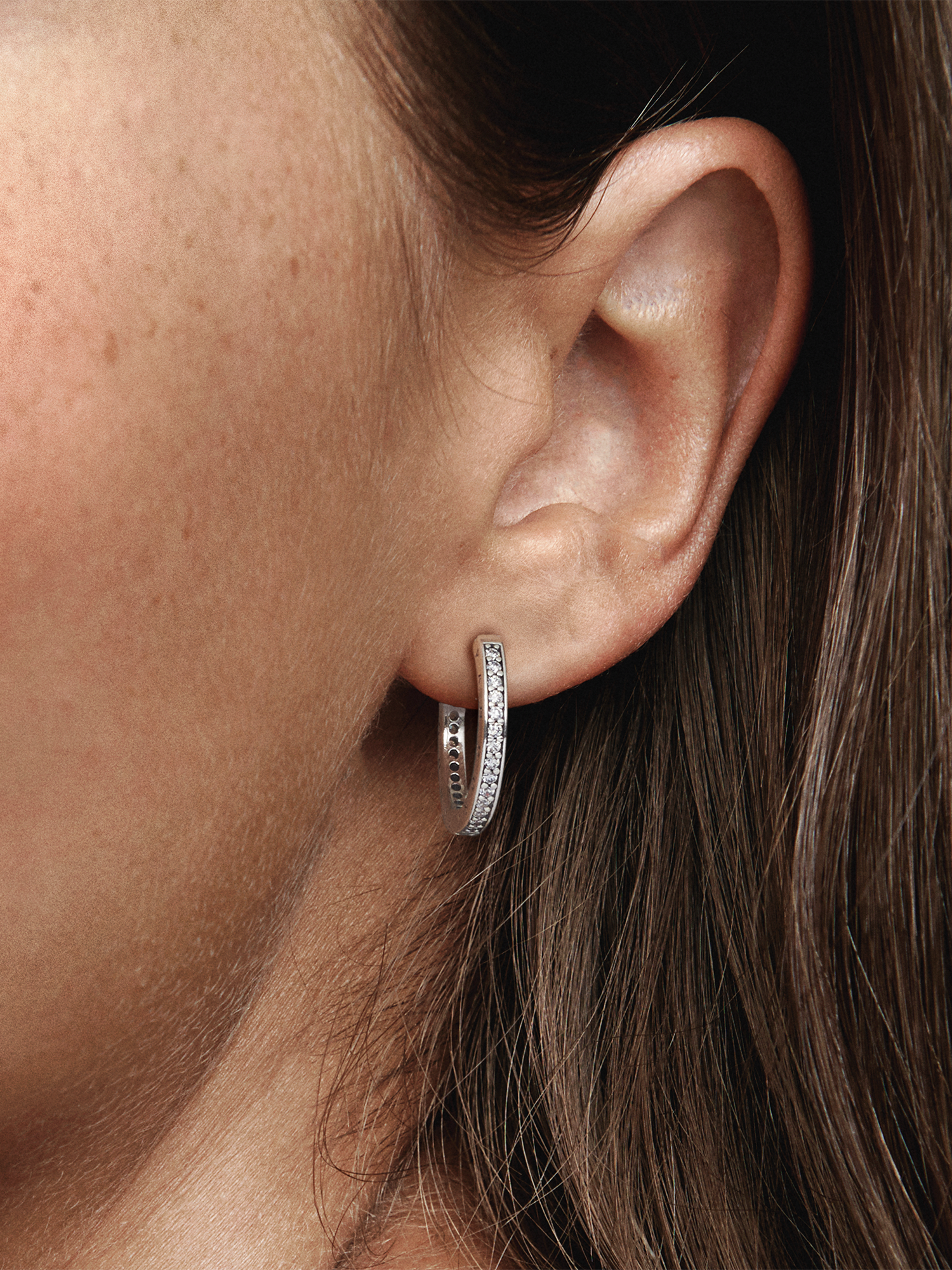 Sparkle & Pandora Logo Hoop Earrings | スターリングシルバー