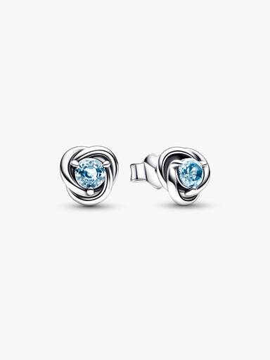 Sea Aqua Blue Eternity Circle Stud Earrings