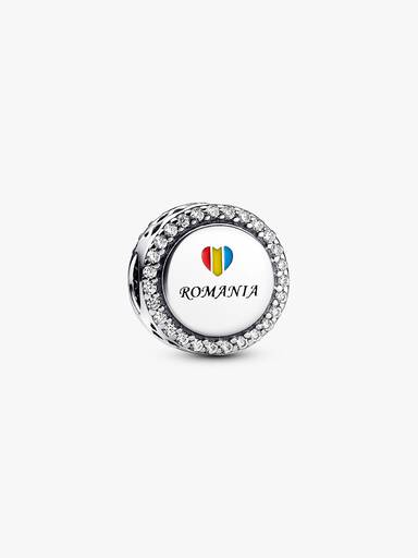 Silver charm with clear cubic zirconia