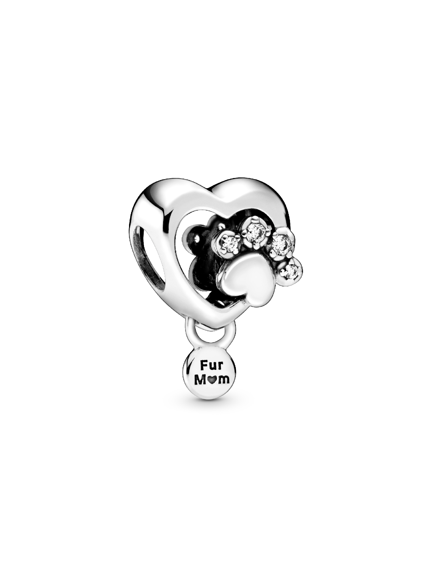 Sparkling Paw Print & Heart Charm | スターリングシルバー | パンドラ'
