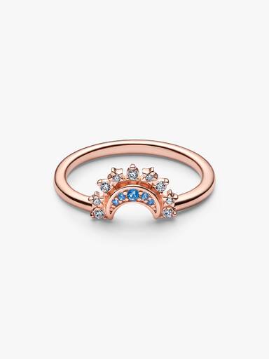 Celestial Blue Sparkling Moon Ring