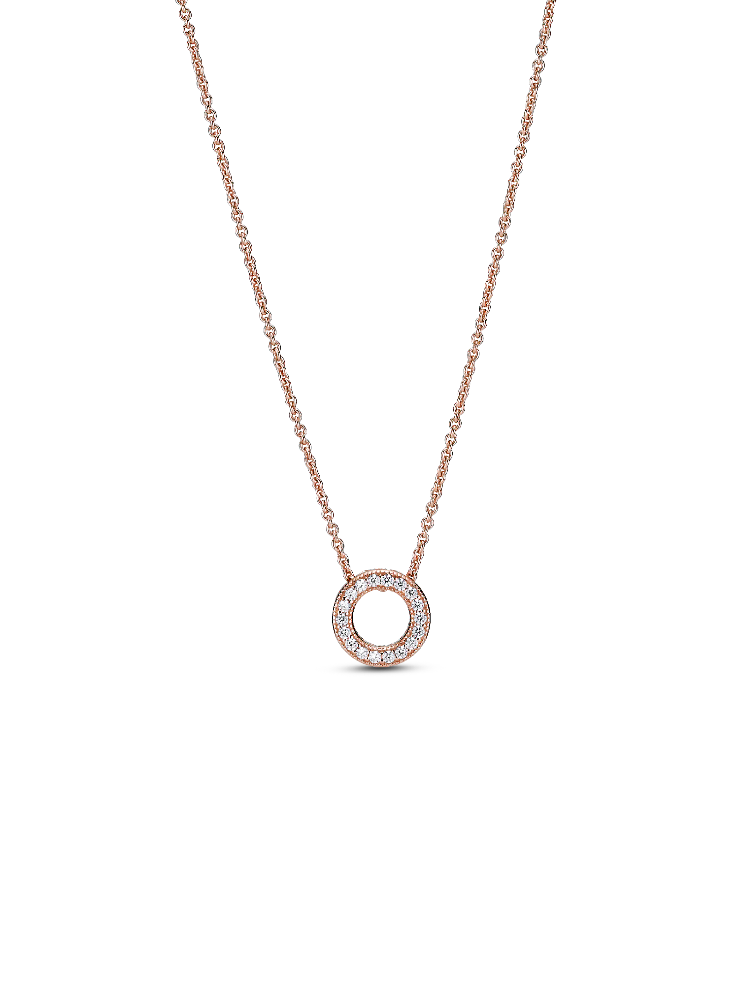 Pandora Logo Pavé Circle Collier Necklace | ローズゴールドプレー