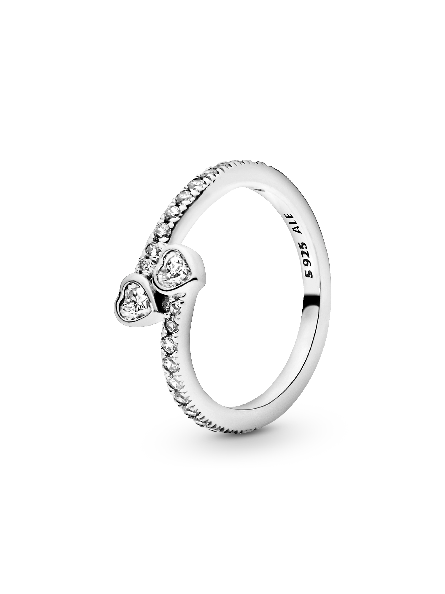 Two Sparkling Hearts Ring | スターリングシルバー | パンドラ'