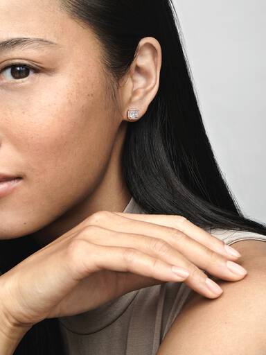 Square Sparkle Halo Stud Earrings