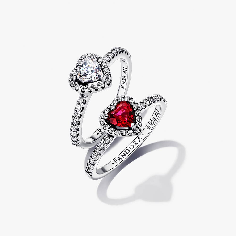 Elevated Heart Ring Set