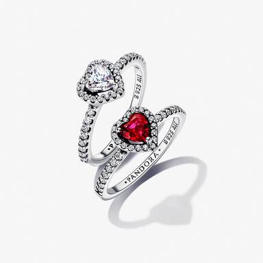 Elevated Heart Ring Set