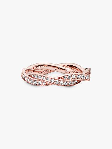 Sparkling Twisted Lines Ring