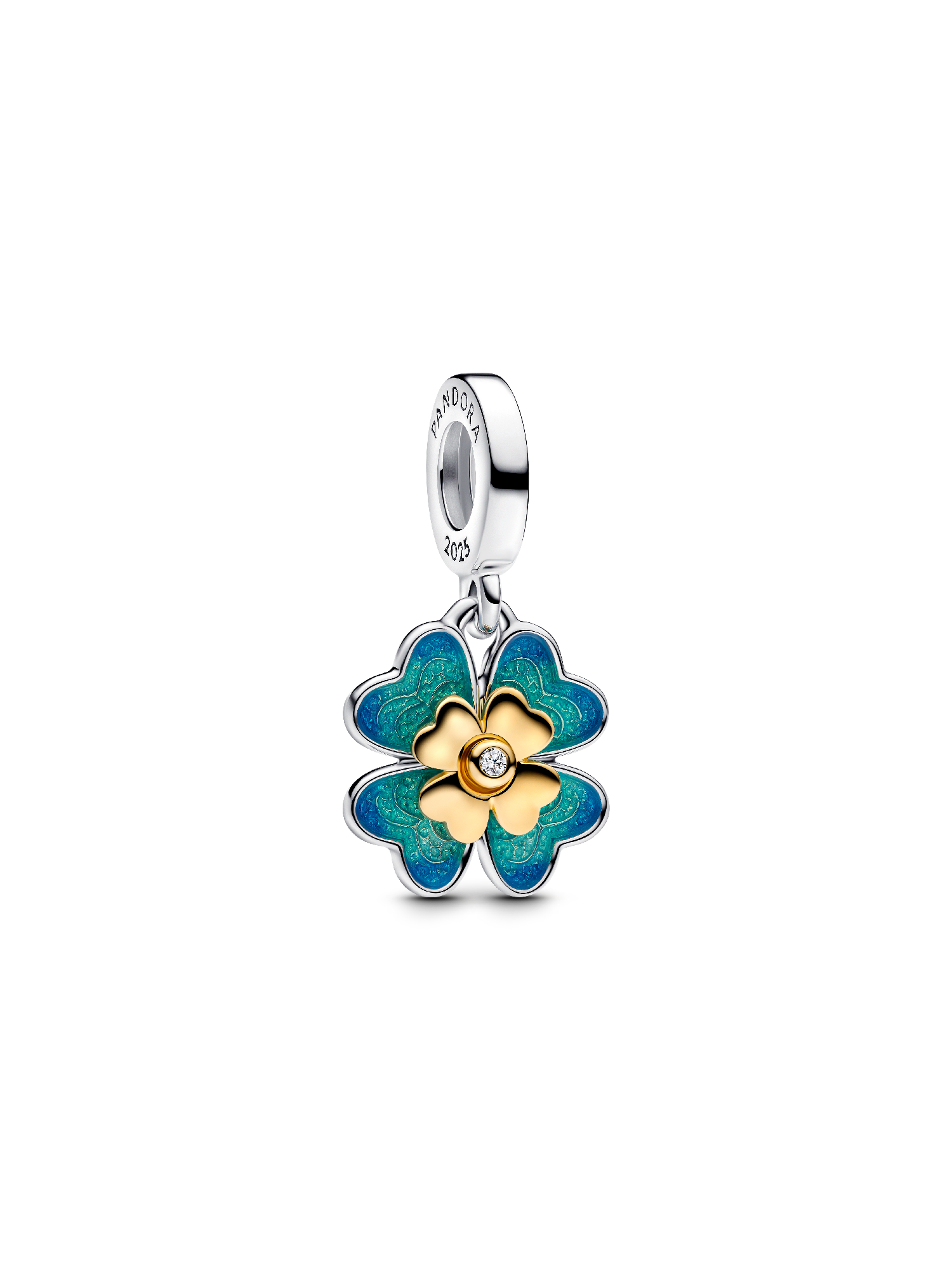 Spinnable Four Leaf Clover Lab-Grown Diamond Dangle Charm