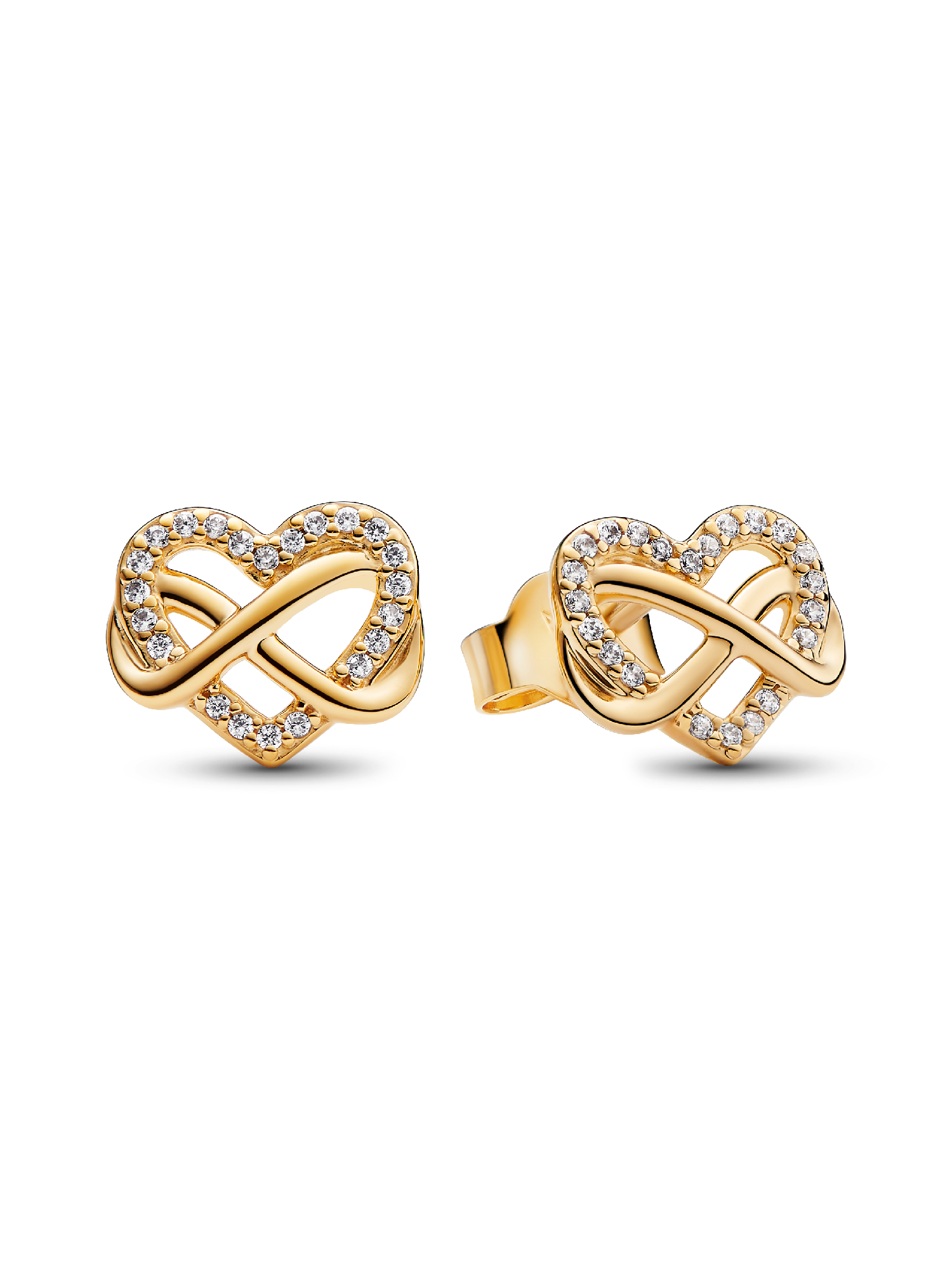 Sparkling Infinity Heart Stud Earrings | ゴールドプレーティング