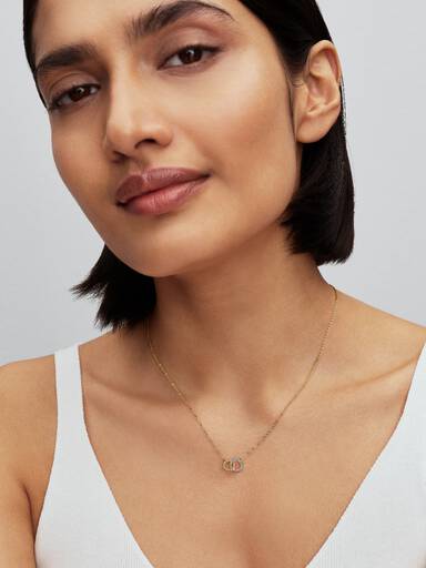 Beads & Pavé Interlocking Circles Necklace